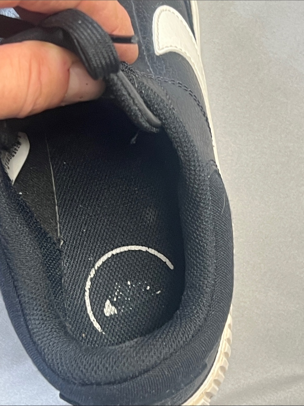 Nike Black Leather Low-Top Sneakers with White Sole and Silver Swoosh - Picture 9 of 10